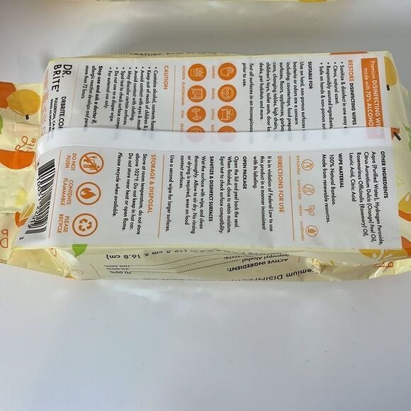NWT Dr.Brite Naturals Citrus Hand Wipes - 54 Wipes - Picture 5 of 5